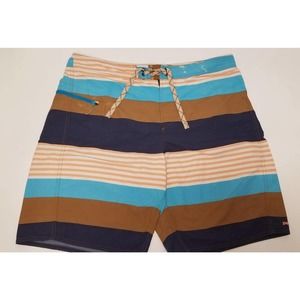 PATAGONIA Mens Swim Trunks Board Shorts Striped DISCOLORATION See Pics Sz36